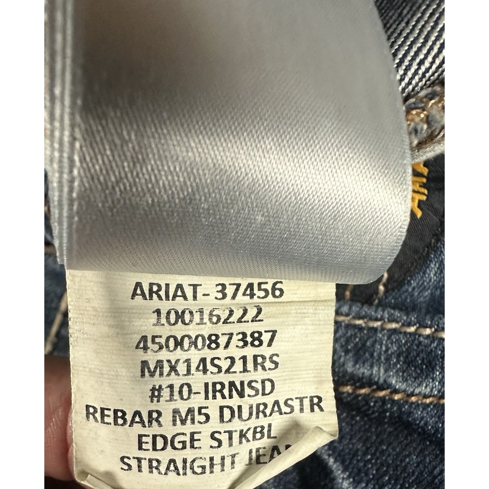 Ariat M5 Jeans Rebar Straight Men's Medium Wash Size 36 X 36 Whiskered * - Picture 8 of 14